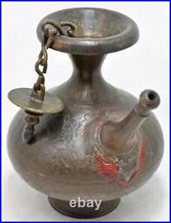 Antique Brass Surai Ewer Wine Serving Pot Original Old Very Rare Early Piece