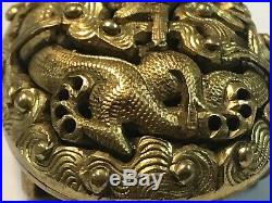 Antique Chinese Bronze Brass Finely made Buckle with Dragons Very Rare well made