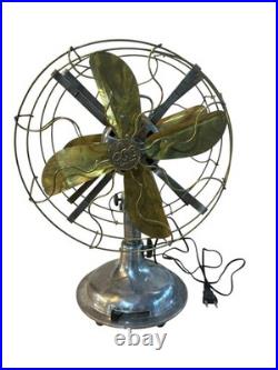 Antique Deco GEC England Partners Dual Sided Desk Fan Brass Blades Very Rare