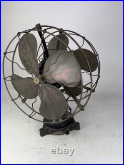 Antique Deco GEC England Partners Dual Sided Desk Fan Brass Blades Very Rare