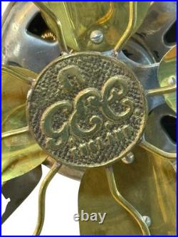 Antique Deco GEC England Partners Dual Sided Desk Fan Brass Blades Very Rare