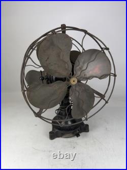 Antique Deco GEC England Partners Dual Sided Desk Fan Brass Blades Very Rare