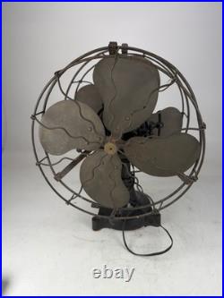 Antique Deco GEC England Partners Dual Sided Desk Fan Brass Blades Very Rare