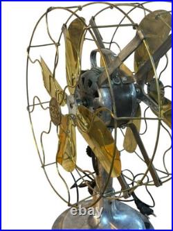 Antique Deco GEC England Partners Dual Sided Desk Fan Brass Blades Very Rare