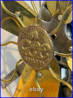 Antique Deco GEC England Partners Dual Sided Desk Fan Brass Blades Very Rare