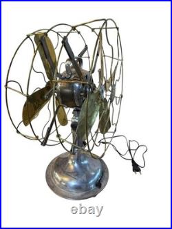 Antique Deco GEC England Partners Dual Sided Desk Fan Brass Blades Very Rare