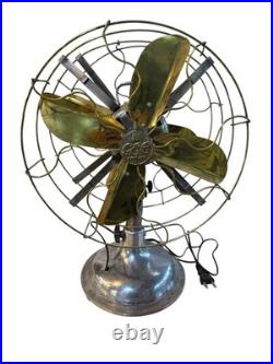 Antique Deco GEC England Partners Dual Sided Desk Fan Brass Blades Very Rare