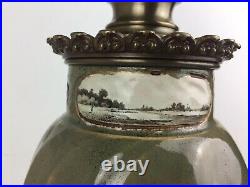 Antique Edouard ENOT Paris Brass Porcelain Vase Lamp Very RARE 26.5Tall