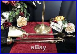 Antique English Solid Brass Fireplace Tool Set Small sized -Very RARE Small 5 pc