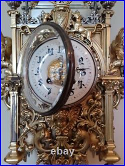 Antique FRENCH Gothic Style Silver/Gilded Brass CLOCK by CCH 1880 VERY RARE