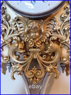 Antique FRENCH Gothic Style Silver/Gilded Brass CLOCK by CCH 1880 VERY RARE