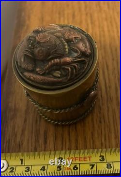 Antique French 1850's Nautical Ink Well Very Ornate Craftsmanship Rare Find