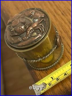 Antique French 1850's Nautical Ink Well Very Ornate Craftsmanship Rare Find