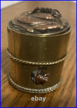 Antique French 1850's Nautical Ink Well Very Ornate Craftsmanship Rare Find