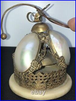Antique French Victorian MOP Brass Dinner Service Bell Very Rare Collectible