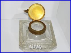 Antique Glass inkwell with eagle Brass, Very rare