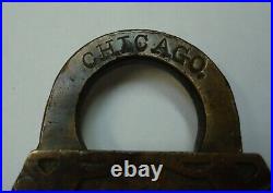 Antique HSB & Co Chicago Brass Our Very Best OVB Padlock Rare Lock! #10 No Key