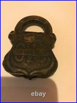 Antique HSB & Co Chicago Brass Our Very Best OVB Padlock Rare Lock! #236 No Key