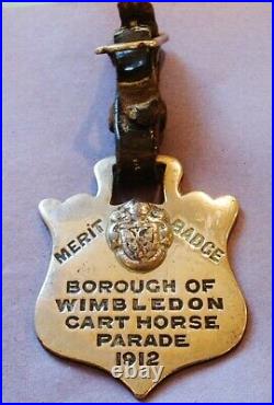 Antique Horse Brass A Very Rare 1912 Wimbledon Cart Horse Parade Merit Badge