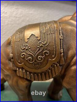 Antique Indian Cast Brass Large Elephant 13.5 H, 17 W-8 Lb Plus Very Rare