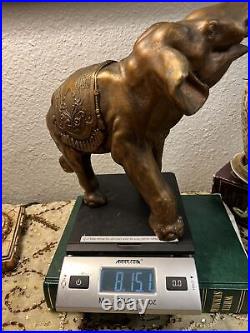 Antique Indian Cast Brass Large Elephant 13.5 H, 17 W-8 Lb Plus Very Rare