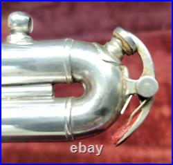 Antique Italian silver Plated trumpet with case Serial# 3041 Very RARE (WORKS)