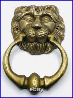 Antique Large Door Knocker Solid Brass Lion's Head Very Rare Wood/ Iron Door S1