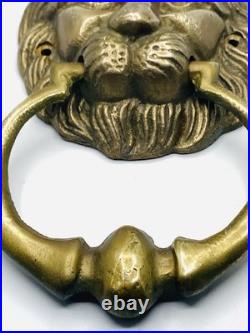 Antique Large Door Knocker Solid Brass Lion's Head Very Rare Wood/ Iron Door S1