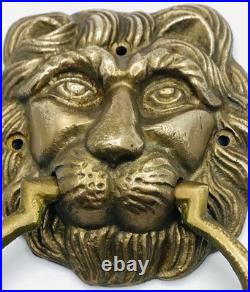 Antique Large Door Knocker Solid Brass Lion's Head Very Rare Wood/ Iron Door S1