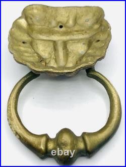 Antique Large Door Knocker Solid Brass Lion's Head Very Rare Wood/ Iron Door S1