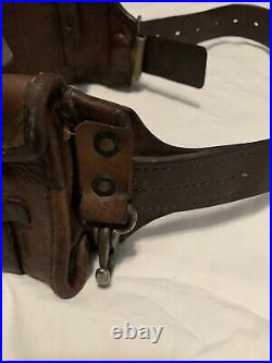 Antique Leather & Brass Military Ammo Cartridge Belt Very Rare