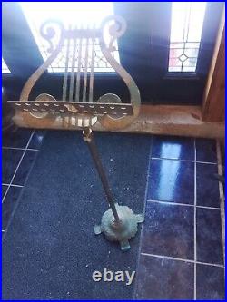 Antique Lyle Vintage Brass Music Stand Great Patina Adjustable Very Rare