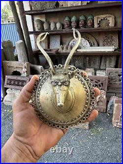 Antique Old Brass Hand Carved Beautiful Very Rare Deer Head Hanger Wall Hanging