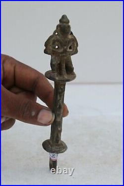 Antique Old Rare Brass Hindu God Very fine Garuda Engrave Hand Bell stick NH2383