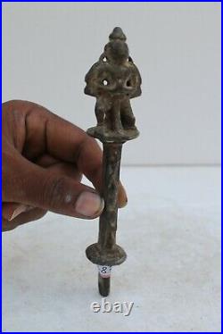 Antique Old Rare Brass Hindu God Very fine Garuda Engrave Hand Bell stick NH2383