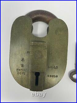 Antique Old Very Rare CHUBB London Brass Lock With Original CHUBB Key NH7013