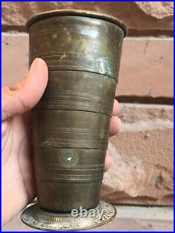 Antique Old Very Rare Handmade Unique Brass Open Close Glass Old Rich Patina