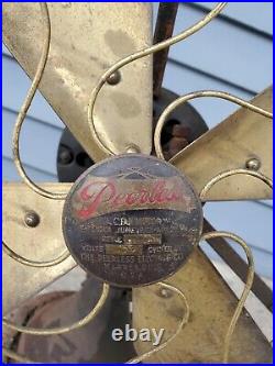 Antique Peerless Electric Co 13 Brass Blade Original Cage Desk Fan (Very Rare)