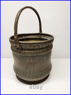 Antique Persian Solid Brass Bucket with Handle Very Rare Heavy Brass