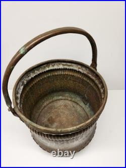 Antique Persian Solid Brass Bucket with Handle Very Rare Heavy Brass
