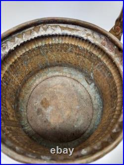 Antique Persian Solid Brass Bucket with Handle Very Rare Heavy Brass