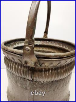 Antique Persian Solid Brass Bucket with Handle Very Rare Heavy Brass