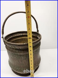 Antique Persian Solid Brass Bucket with Handle Very Rare Heavy Brass