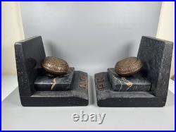 Antique R&E Scales Justice Door Knobs Marble Bookends Brass 1900s Very RARE