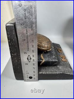 Antique R&E Scales Justice Door Knobs Marble Bookends Brass 1900s Very RARE