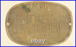 Antique Railway Wc Brass Plaque London Midland & British Rail 1865 Very Rare