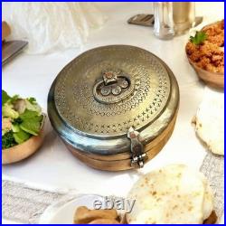 Antique Rare Very Beautifully Engraved Pure Brass Roti Dabba Chapati Box