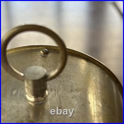 Antique Santiago Brass Desk Clock Mechanical- Alarm Bell Base- Works! Very Rare