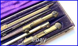 Antique Set of Drafting Tools in Solid Brass withCase, Very Rare! (CM2259)