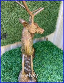 Antique Stag /Deer Brass Statue Large & Very Heavy Rare $540 Free Postage